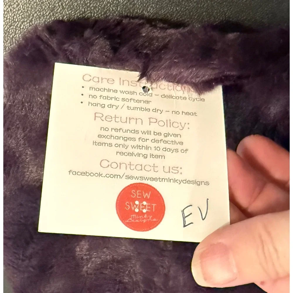 Sew Sweet Minky Designs Neck Pillow Cover Purple Travel Accessory Plush NEW